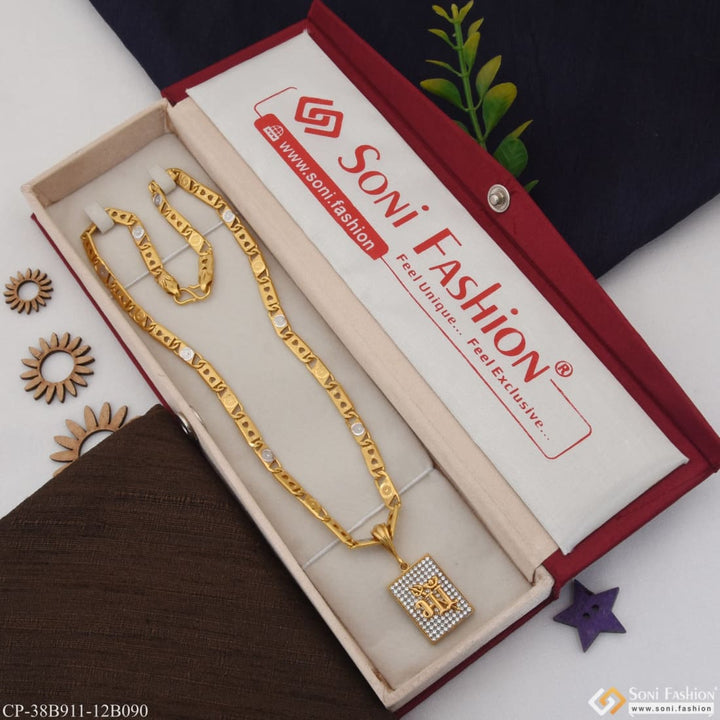 1 gram gold plated maa artisanal design chain pendant combo