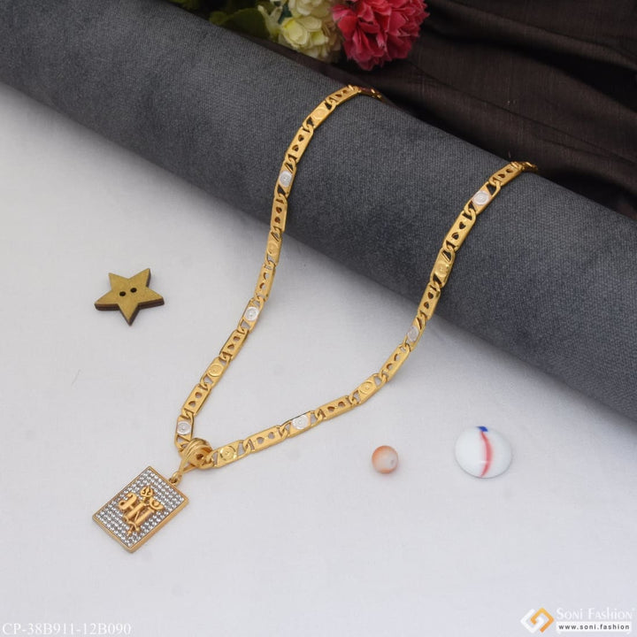 1 gram gold plated maa artisanal design chain pendant combo