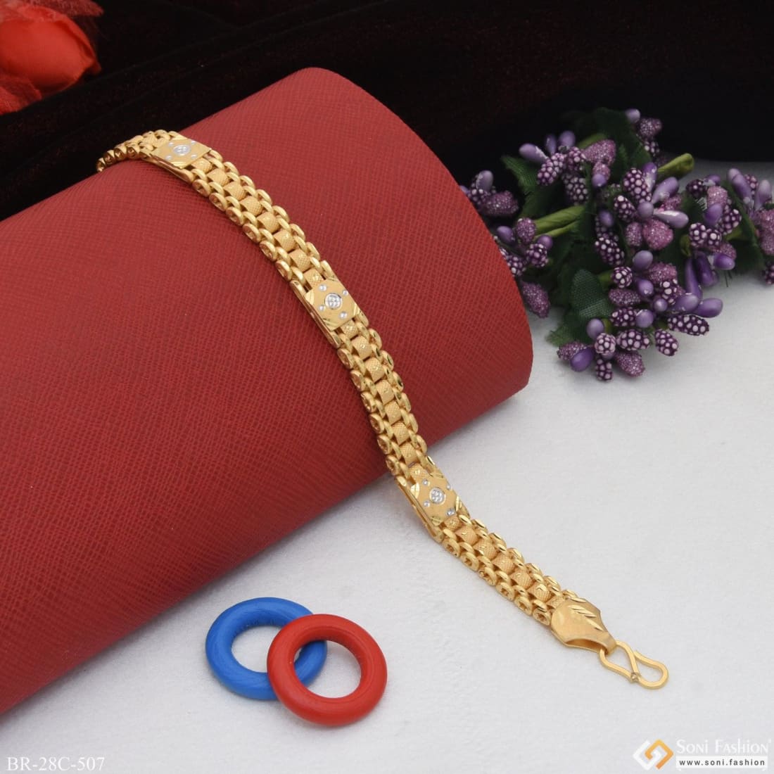 Jewar Mandi Bracelet Men's 2.10 Inches One Two Gram Gold Plated Kada  Jewelry 7451 : Amazon.in: Fashion