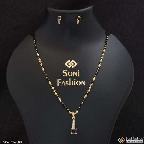 1 gram gold plated black stone cool design mangalsutra set