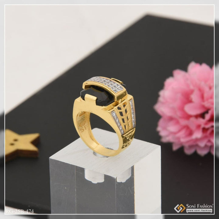 1 gram gold plated black stone with diamond best quality