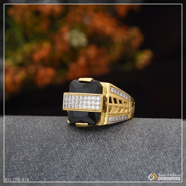 1 gram gold plated black stone with diamond best quality