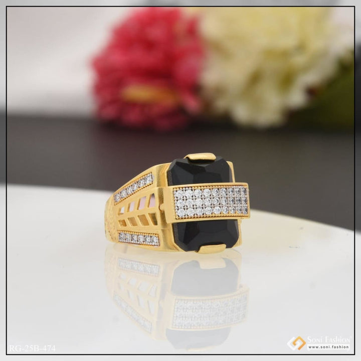 1 gram gold plated black stone with diamond best quality