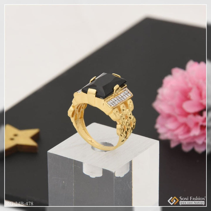 1 Gram Gold Plated Black Stone Lovely Design High-quality