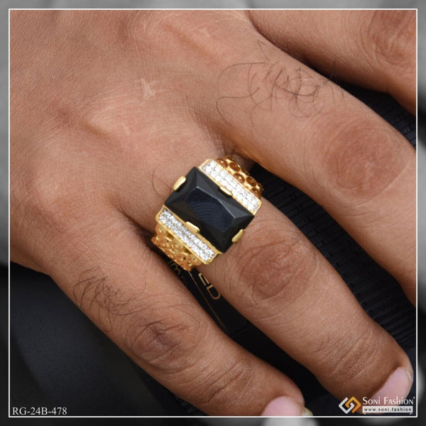 1 Gram Gold Plated Black Stone Lovely Design High-quality