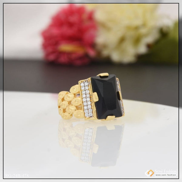 1 Gram Gold Plated Black Stone Lovely Design High-quality