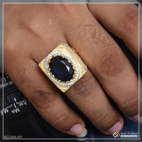 1 gram gold plated blue stone with diamond best quality ring