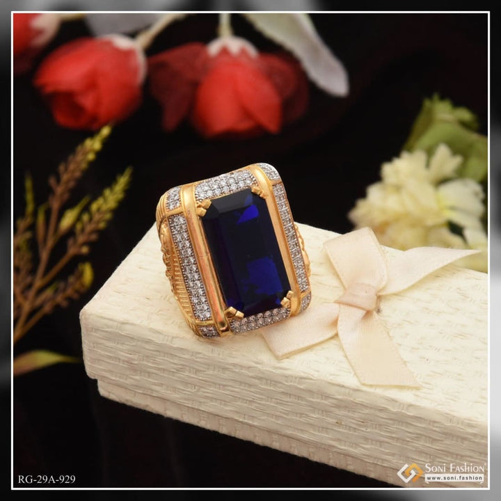 1 gram gold plated blue stone with diamond fashionable