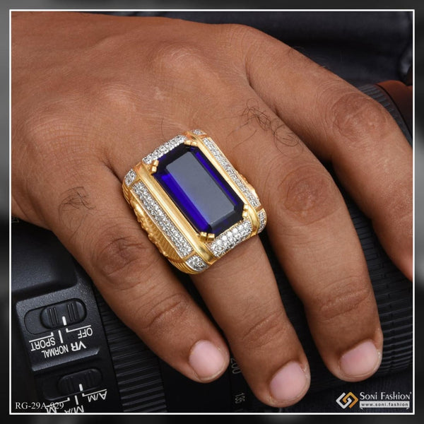 1 gram gold plated blue stone with diamond fashionable