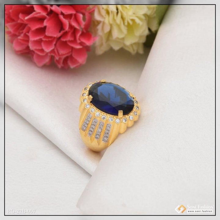 1 gram gold plated blue stone with diamond glamorous design