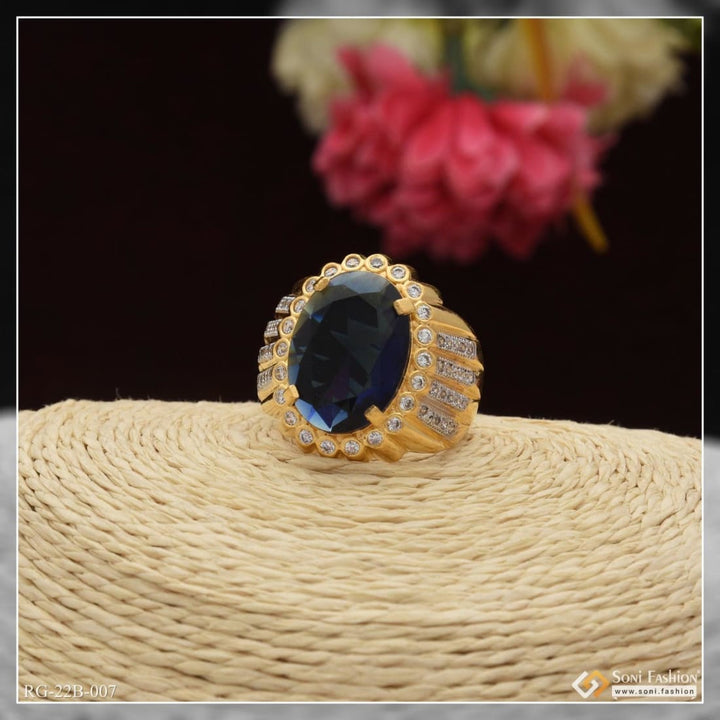 1 gram gold plated blue stone with diamond glamorous design