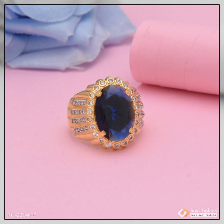 1 gram gold plated blue stone with diamond glamorous design