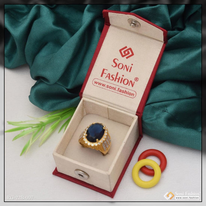 1 gram gold plated blue stone with diamond glamorous design