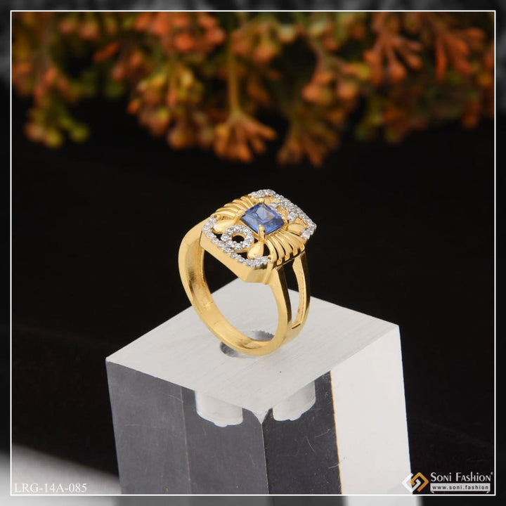 1 gram gold plated blue stone with diamond new style ring