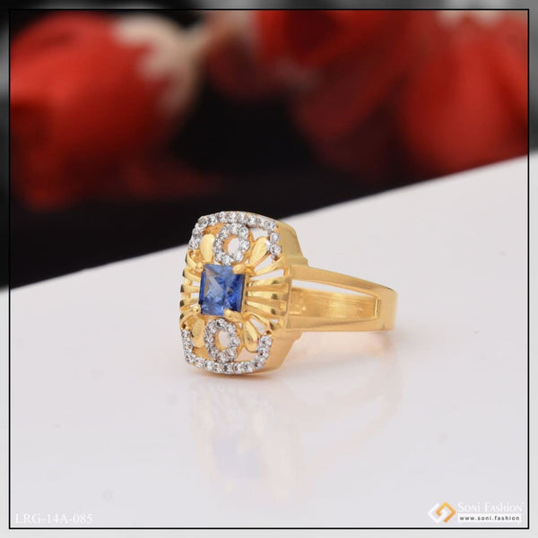 1 gram gold plated blue stone with diamond new style ring