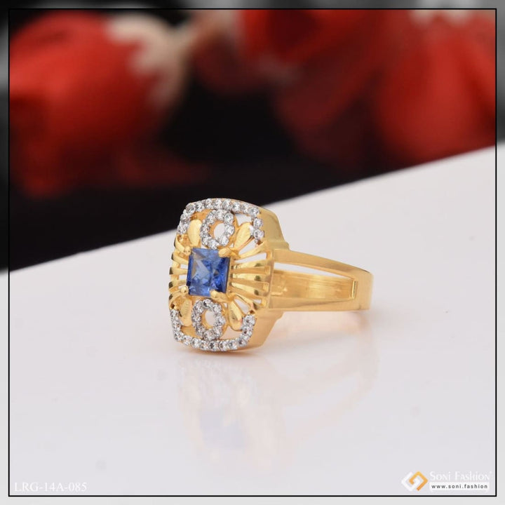 1 gram gold plated blue stone with diamond new style ring