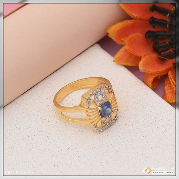 1 gram gold plated blue stone with diamond new style ring