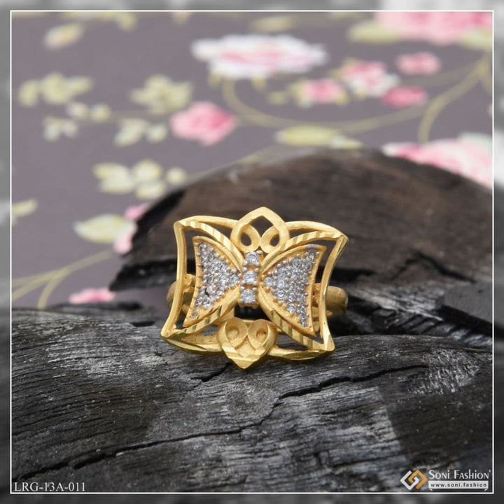 1 Gram Gold Plated Butterfly With Diamond Best Quality Ring