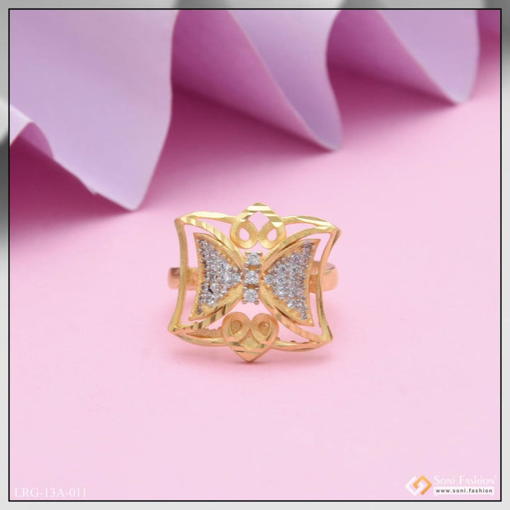 1 Gram Gold Plated Butterfly With Diamond Best Quality Ring