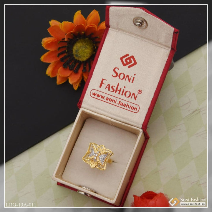 1 Gram Gold Plated Butterfly With Diamond Best Quality Ring