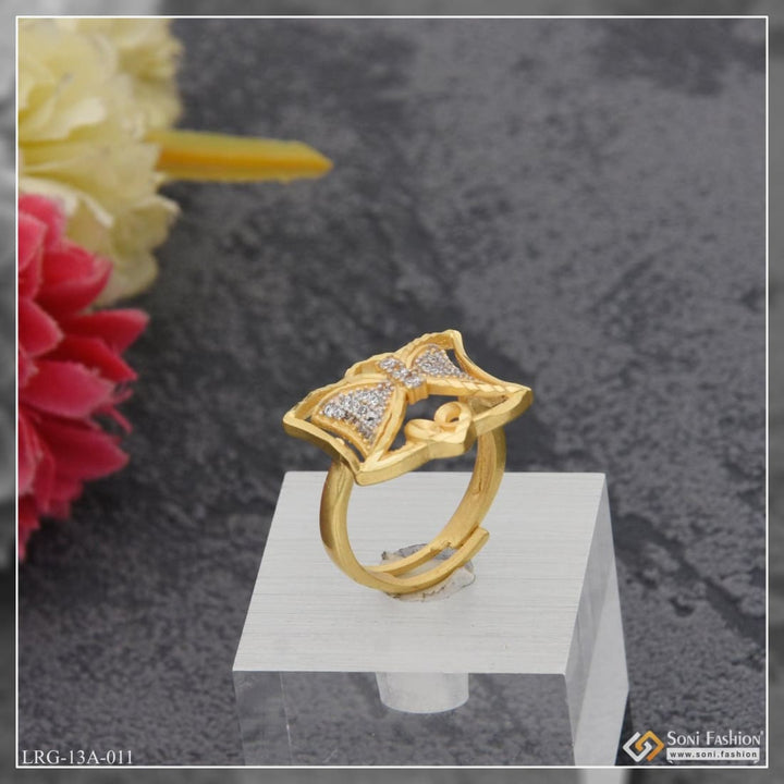 1 Gram Gold Plated Butterfly With Diamond Best Quality Ring