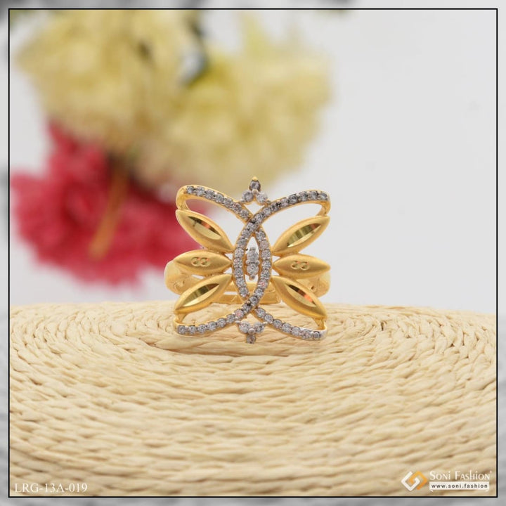 1 gram gold plated butterfly with diamond fashionable ring