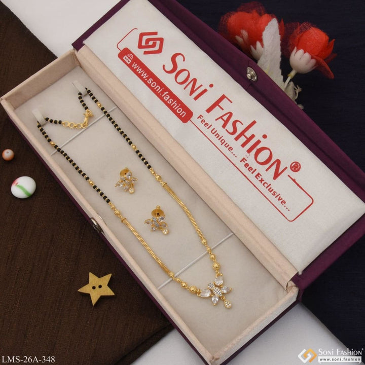 1 Gram Gold Plated Butterfly Latest Design Mangalsutra Set