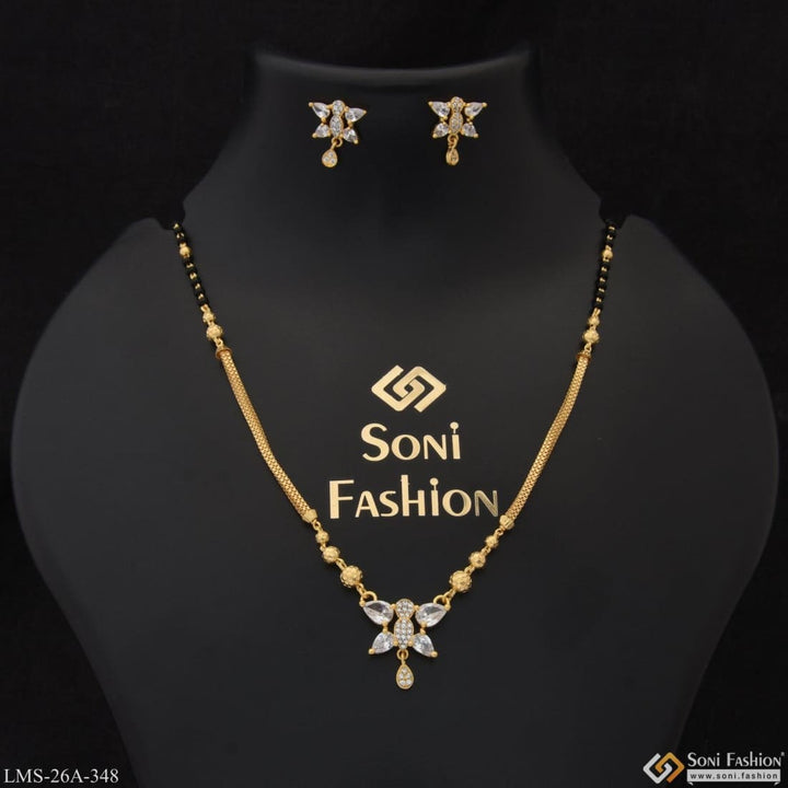 1 Gram Gold Plated Butterfly Latest Design Mangalsutra Set