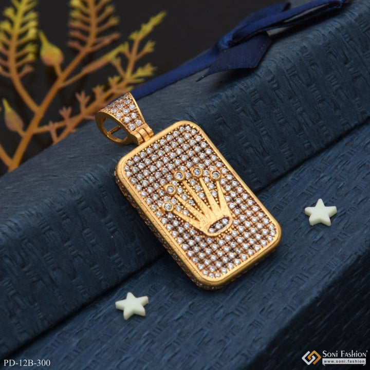 1 Gram Gold Plated Crown With Diamond Classic Design