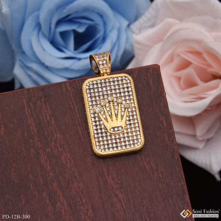 1 Gram Gold Plated Crown With Diamond Classic Design