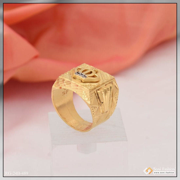 1 gram gold plated crown with diamond glamorous design ring