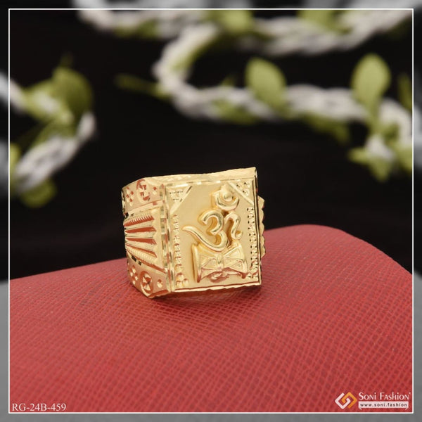 1 gram gold plated om with damroo sophisticated design ring