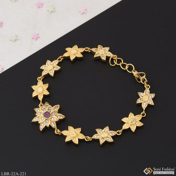 1 Gram Gold Plated With Diamond Artisanal Design Bracelet