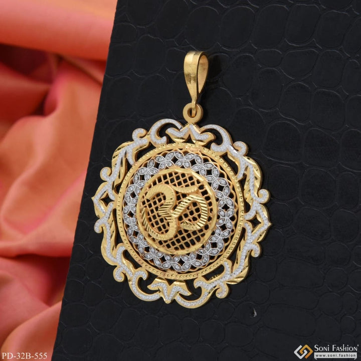 1 gram gold plated om with diamond artisanal design pendant