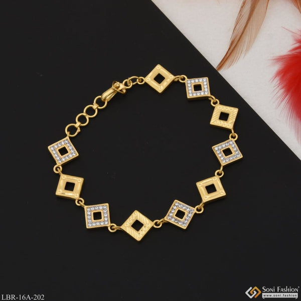 1 Gram Gold Plated With Diamond Beautiful Design Bracelet