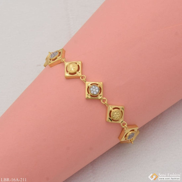 1 Gram Gold Plated With Diamond Beautiful Design Bracelet