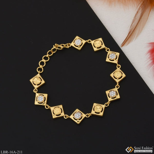 1 Gram Gold Plated With Diamond Beautiful Design Bracelet