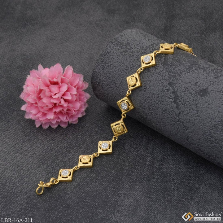 1 Gram Gold Plated With Diamond Beautiful Design Bracelet