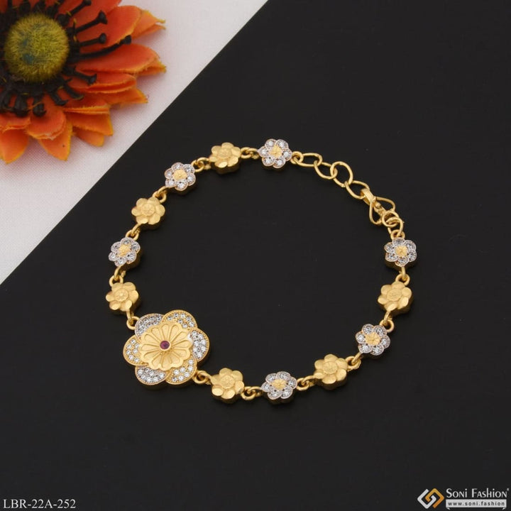 1 Gram Gold Plated With Diamond Beautiful Design Bracelet