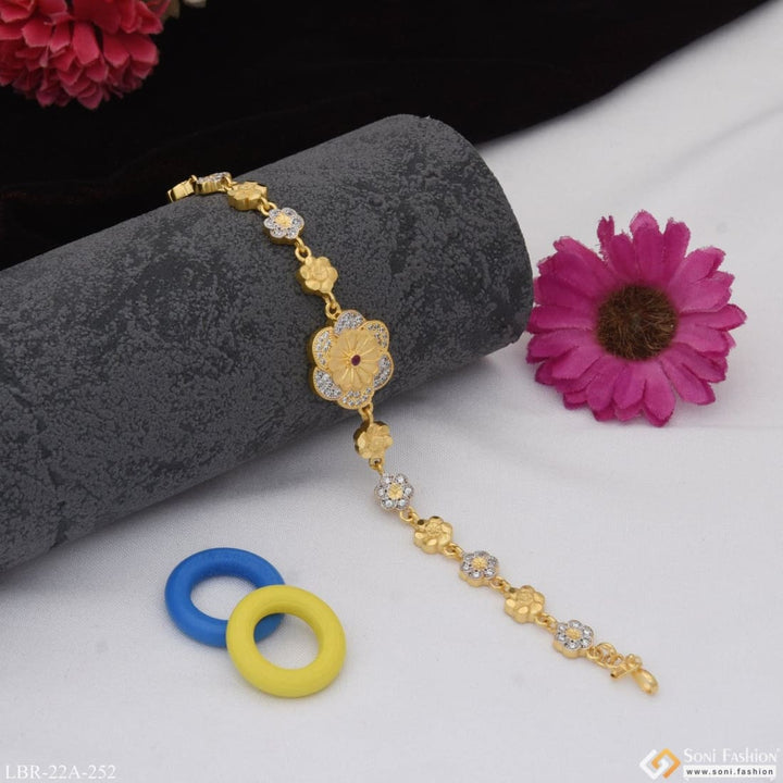 1 Gram Gold Plated With Diamond Beautiful Design Bracelet