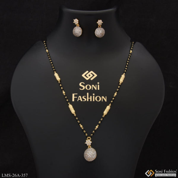 1 Gram Gold Plated With Diamond Best Quality Mangalsutra