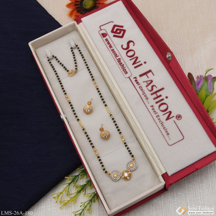 1 Gram Gold Plated With Diamond Best Quality Mangalsutra