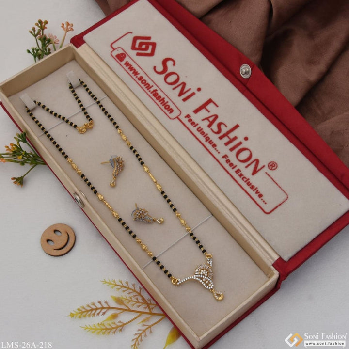 1 Gram Gold Plated With Diamond Best Quality Mangalsutra