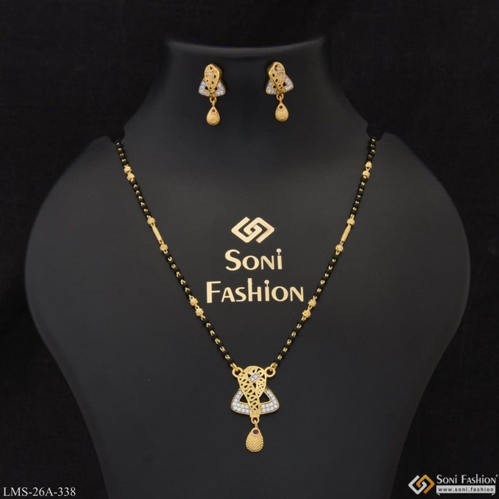 1 Gram Gold Plated With Diamond Best Quality Mangalsutra