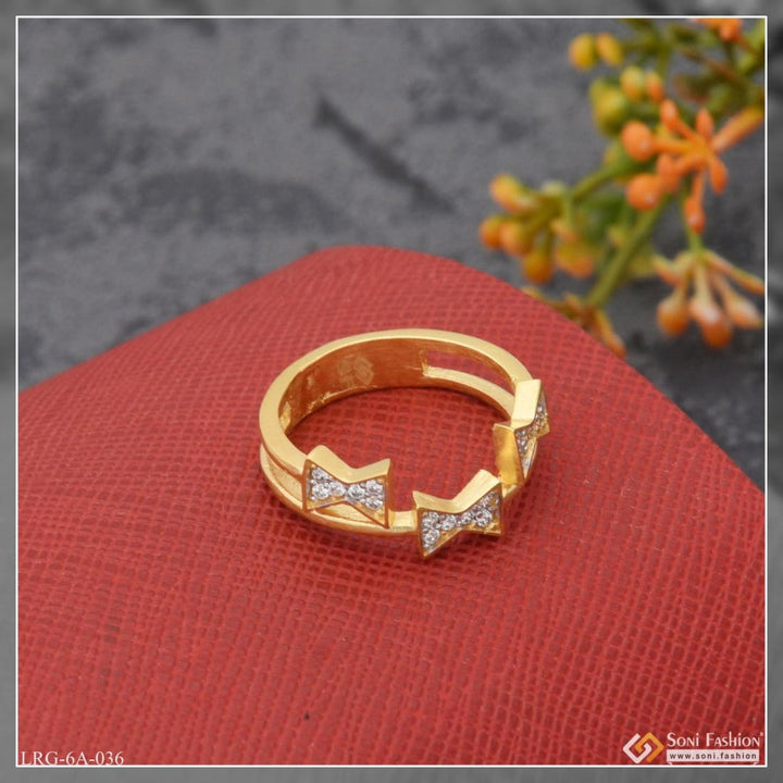 1 gram gold plated with diamond brilliant design ring for