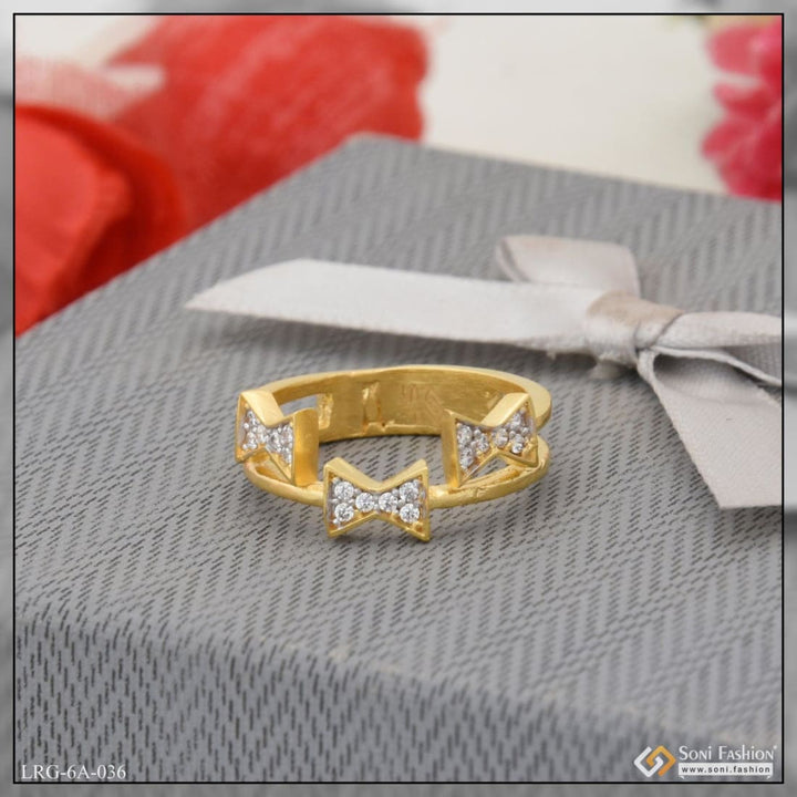 1 gram gold plated with diamond brilliant design ring for