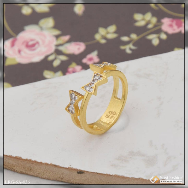 1 gram gold plated with diamond brilliant design ring for