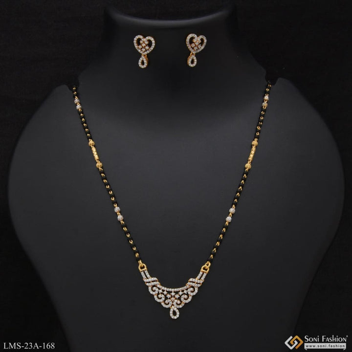 1 Gram Gold Plated With Diamond Casual Design Mangalsutra