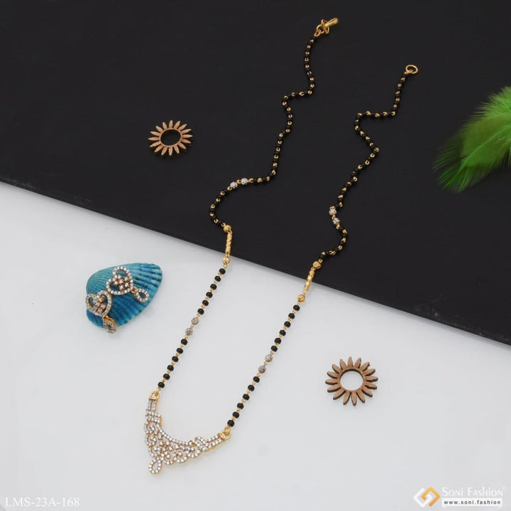 1 Gram Gold Plated With Diamond Casual Design Mangalsutra