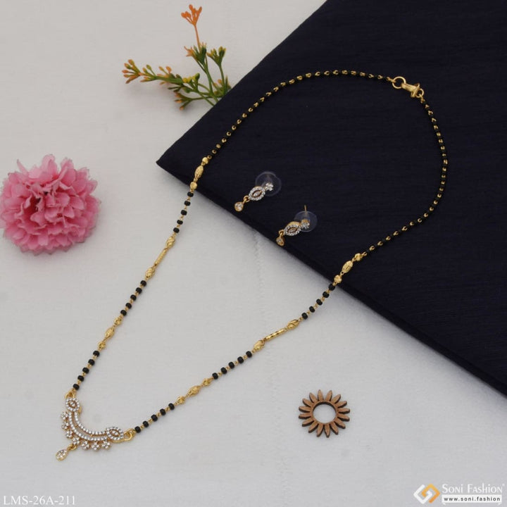 1 Gram Gold Plated With Diamond Casual Design Mangalsutra